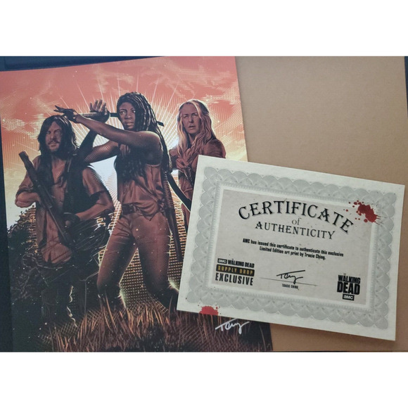 AMC TWD Walking Dead Daryl, Michonne & Carol LE Art Print Exclusive W/COA - Picture 1 of 4